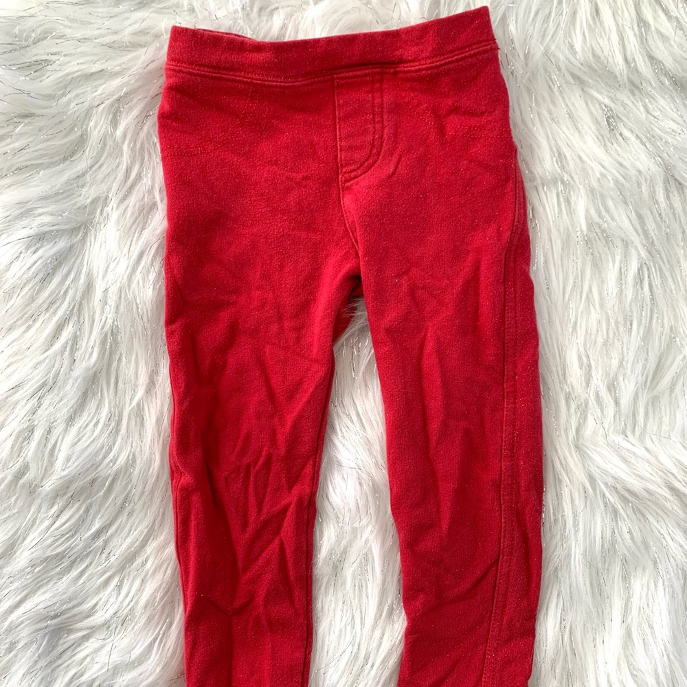 Girls red sparkle leggings pants size 3T. Perfect for Christmas or holidays